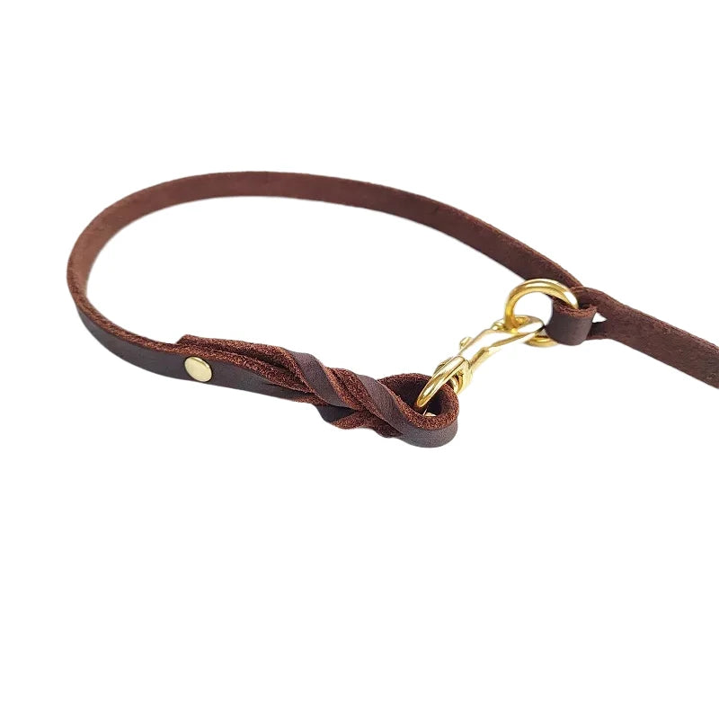 Two big Dog Leash Braided Real Leather Double Leashes P chain Collar Multifunctional Long Short Large Dog Walking Training Lead