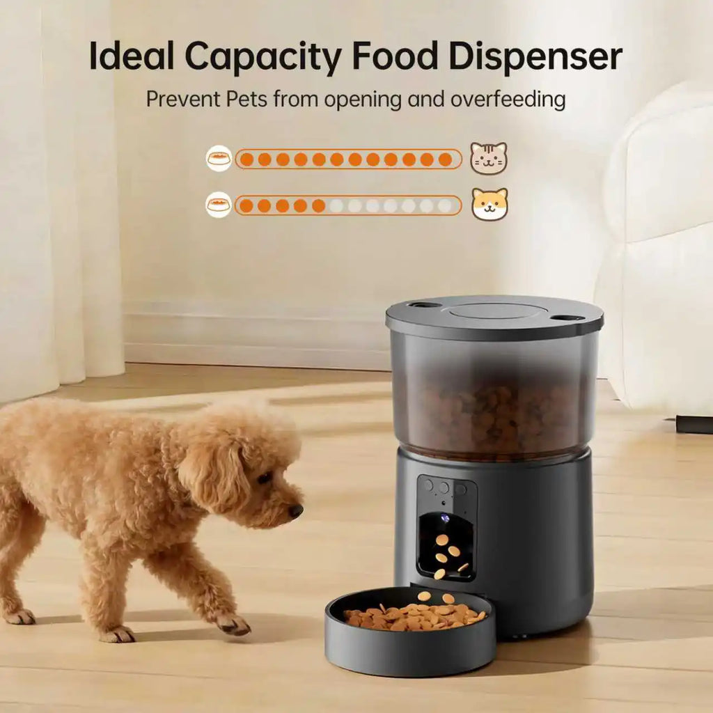 Automatic cat feeder with camera, video dog feeder, suitable for small and medium-sized kittens and dog feeders, 5V-USB powered