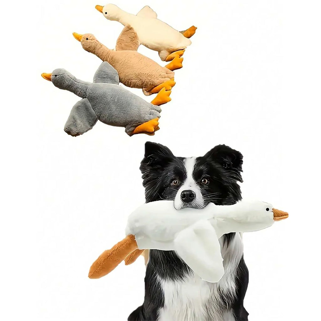 A Set of Soft Duck Plush Toys in White/Grey/Brown, Suitable for Cats and Dogs to Play With, Helping Them Play and Expend Energy, Suitable for Small to Medium-Sized Pets (Large Pets May Bite, so They Are Not Recommended for La