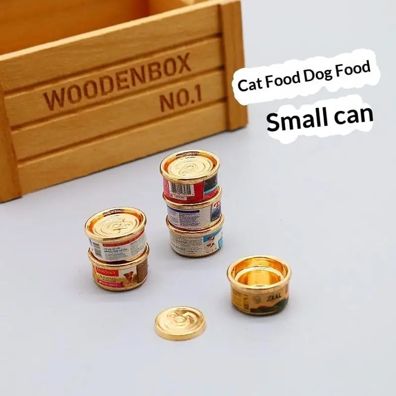 1/5Pcs Pretend Play Toys 1/12 Dollhouse Simulation Cat/Dog Can Mini Pet Food Toy Dolls Home Decorations