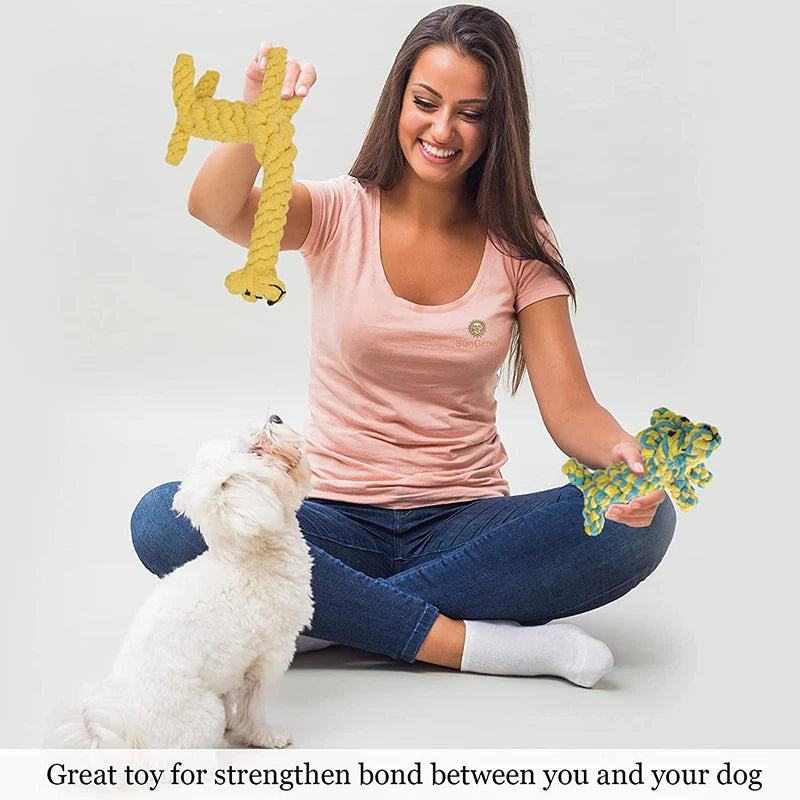 Dog Rope Toy Cartoon Animal Dog Chew Toys for Small Large Dogs Cats Molar Cleaning Teeth Toy Bite Resistance Puppy Pet Supplies
