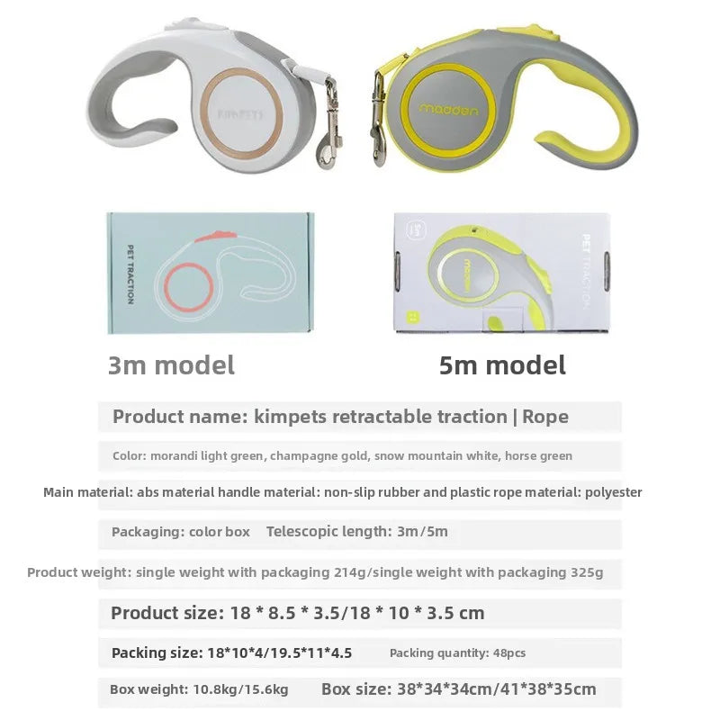 Simple Pet Leash Automatic Retractable Durable Travel Pet Supplies Lead Puppy Outdoor Walking Hiking Traction Rope Accessories