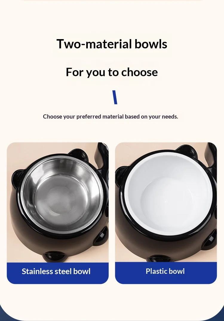 Pet Bowl 2-in-1 Auto Water Feeder, Tilted Elevated Cat Dog Bowl for Food & Water, Anti-Choking Slow Feeder Dish for Pets