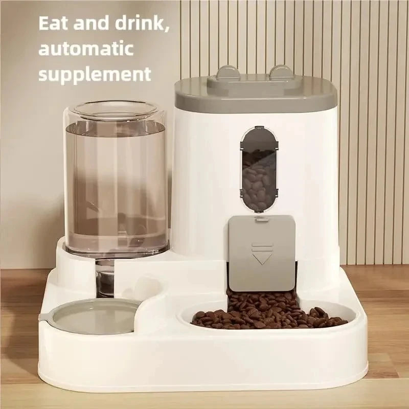 Dog & Cat Automatic Feeder & Waterer Set: Gravity Design, Leak-Proof, Spill-Proof, Anti-Slip, Easy to Clean, Built-In Food Bowl