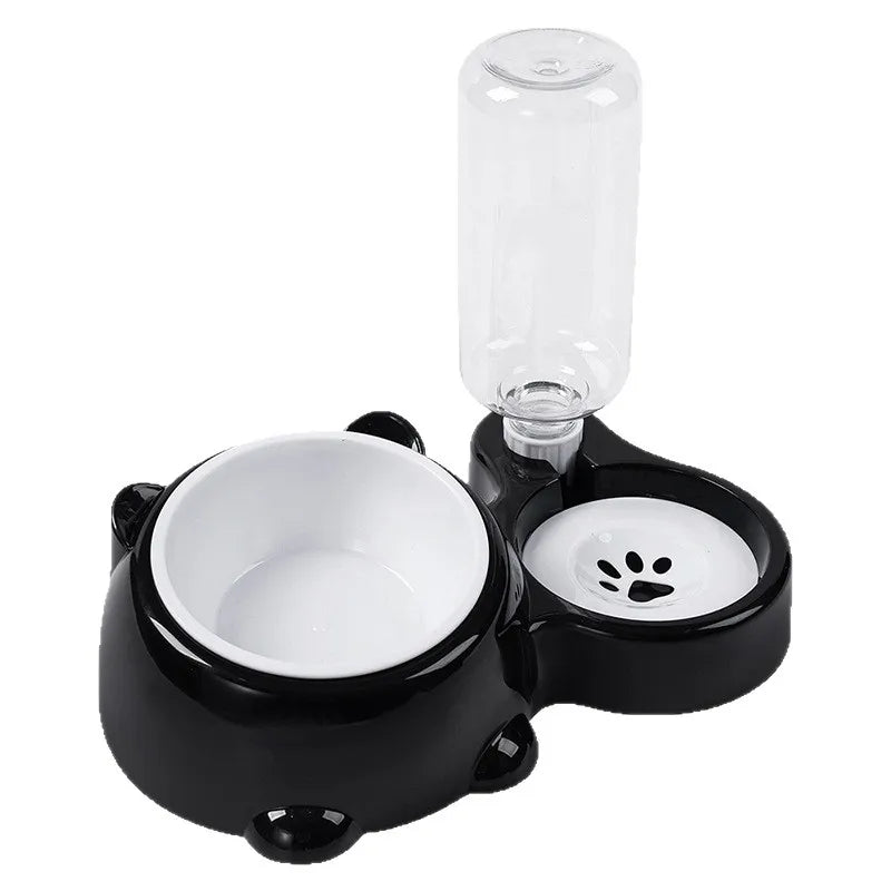 Pet Bowl 2-in-1 Auto Water Feeder, Tilted Elevated Cat Dog Bowl for Food & Water, Anti-Choking Slow Feeder Dish for Pets