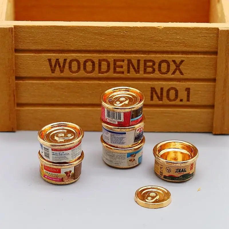1/5Pcs Pretend Play Toys 1/12 Dollhouse Simulation Cat/Dog Can Mini Pet Food Toy Dolls House Home Decorations