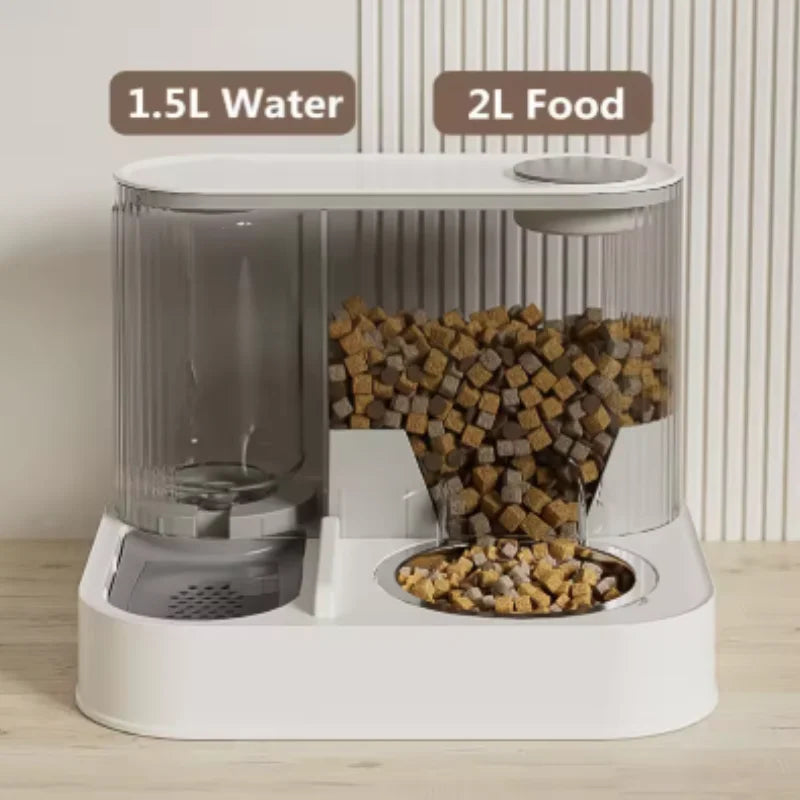 Automatic Feeder for Cats And Dogs with Water Fountain Large Food Storage Dispenser Pet Bowl Accessory for Puppies And Kittens