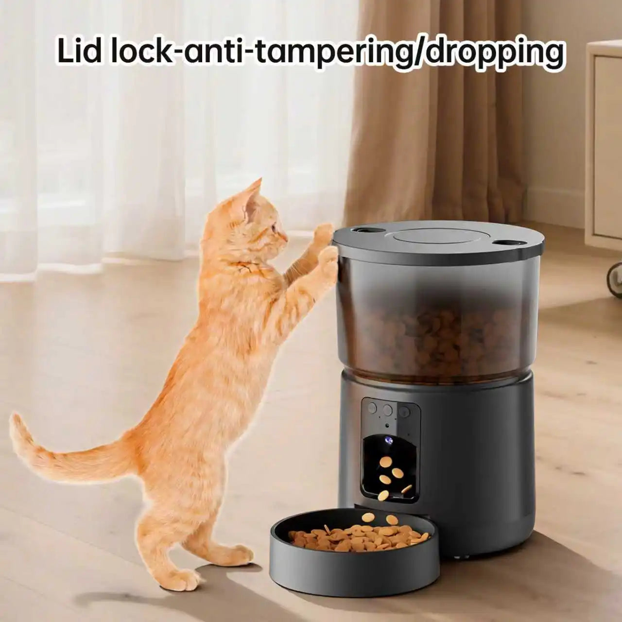 Automatic cat feeder with camera, video dog feeder, suitable for small and medium-sized kittens and dog feeders, 5V-USB powered