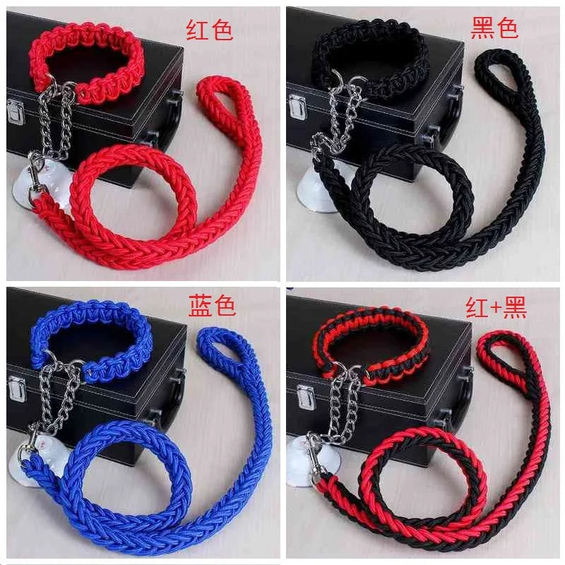 Dog Leash with P Chain Collar Traction Rope Dog Lead for Smal Large and Medium Dogs