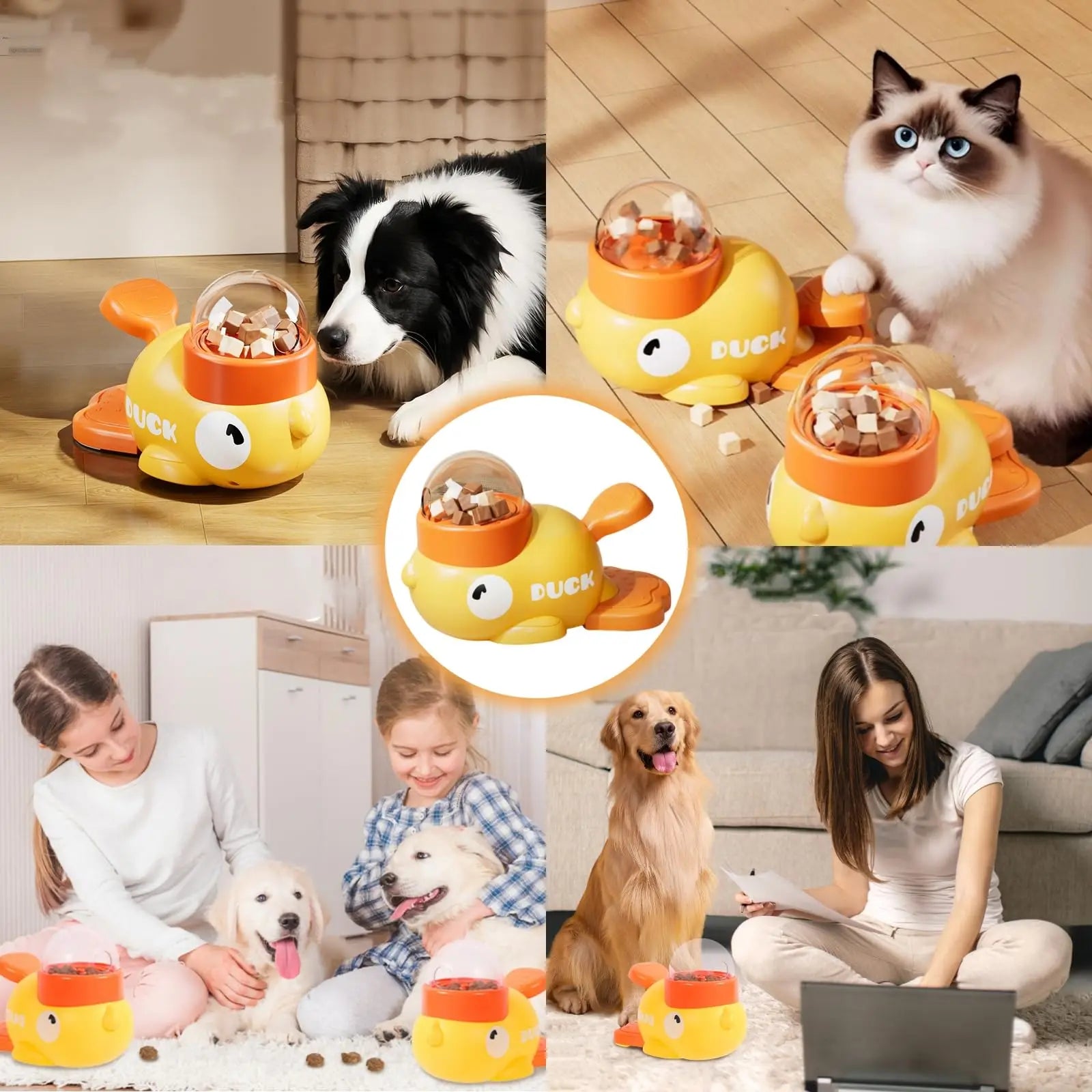 Duck Pet Feeder Automatic Feeder for Cats and Dogs Educational Toy Prevents Overeating Supports Multiple Families Training Toy