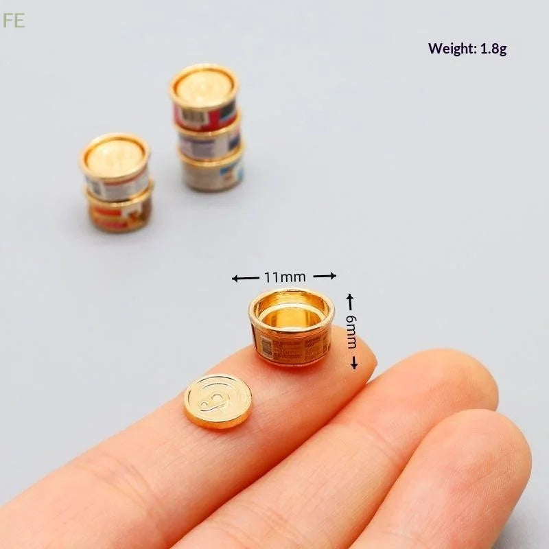 1/5Pcs Pretend Play Toys 1/12 Dollhouse Simulation Cat/Dog Can Mini Pet Food Toy Dolls House