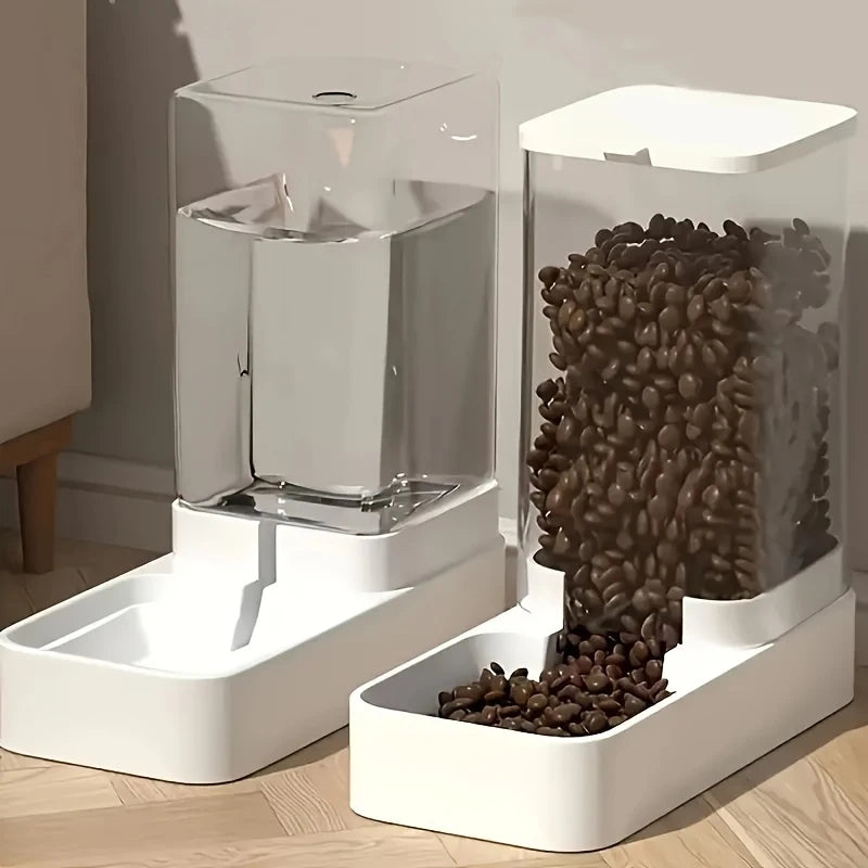 Automatic pet feeder water bowl and dog food bowl, suitable for cats and dogs, with storage bucket, automatic feeding and easy