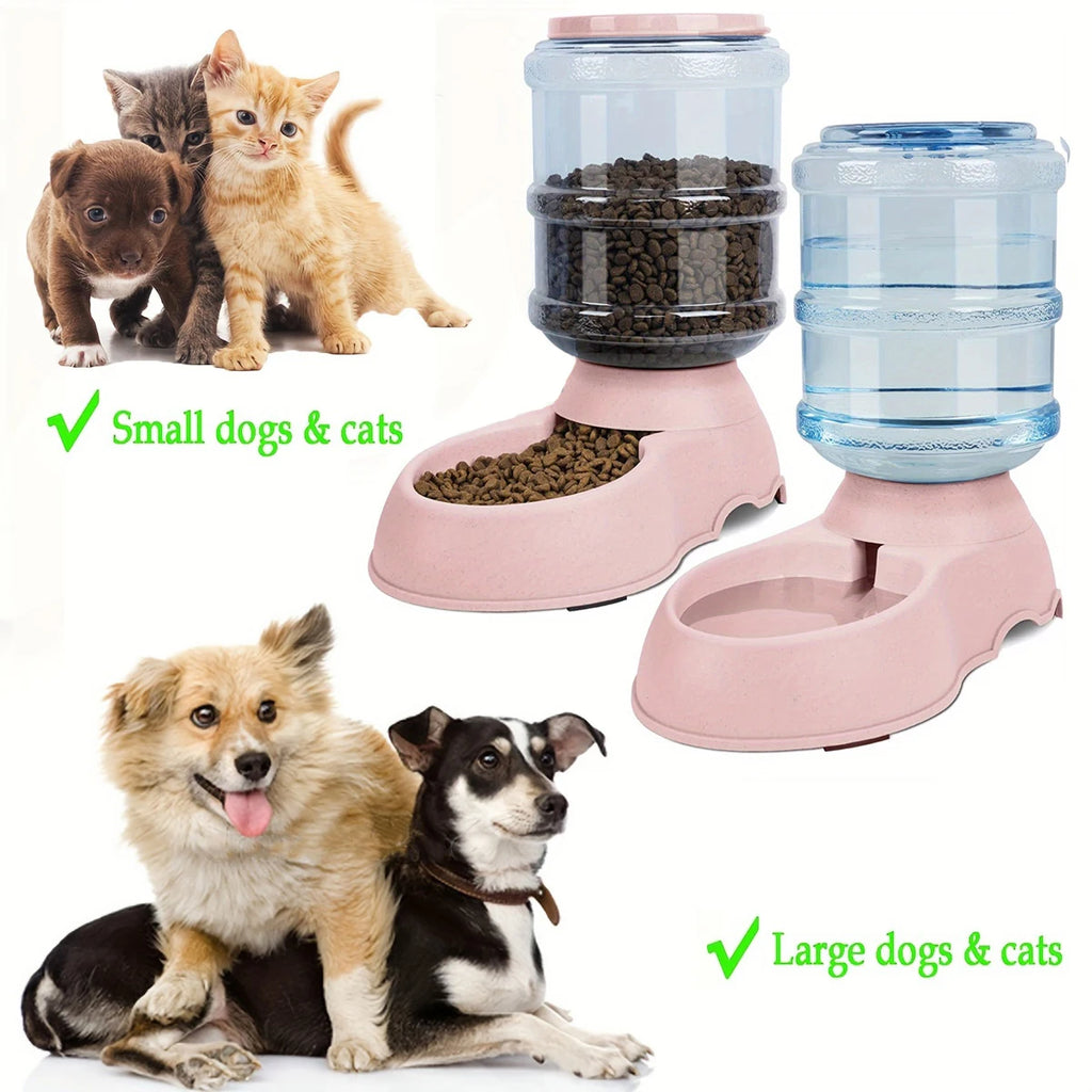 3.8L Large Capacity Automatic Pet Feeder & Water Dispenser, Gravity Pet Feeding Station, For Small & Medium Pets
