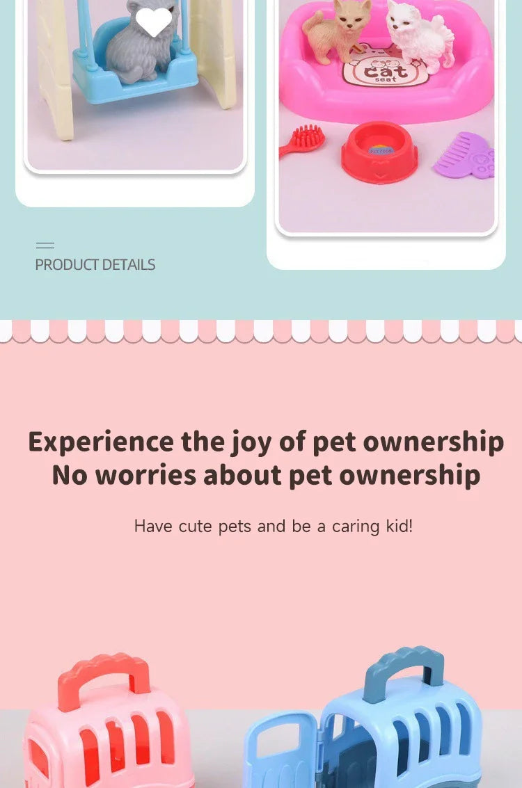 Dog Doll Set Puppy Pretend Play Toys Children Play House Accessories Pet House Scene Games Toys Kids Sensory Dog Pet Basket Toys