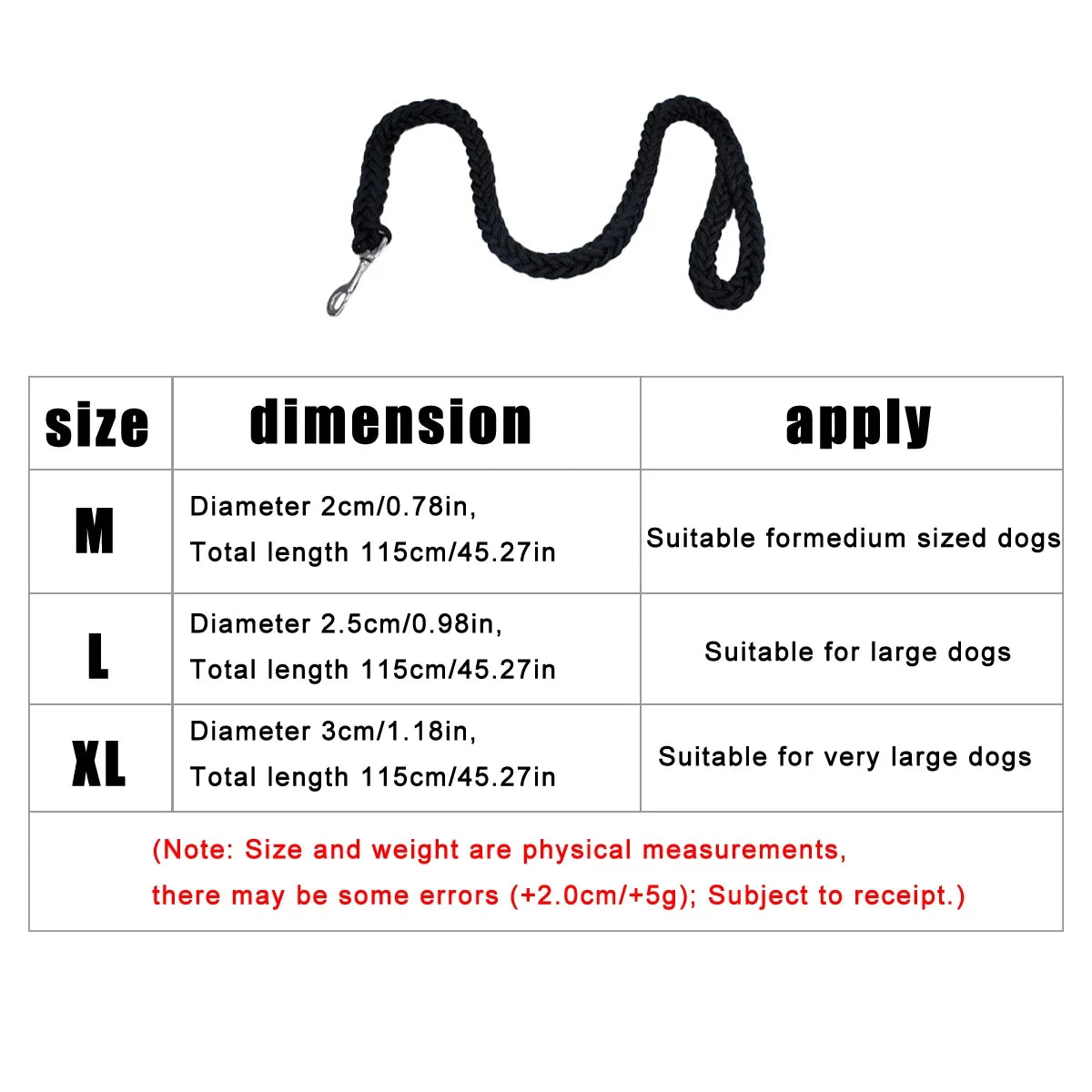 Dog leash for outdoor use. Durable and sturdy. Black design.