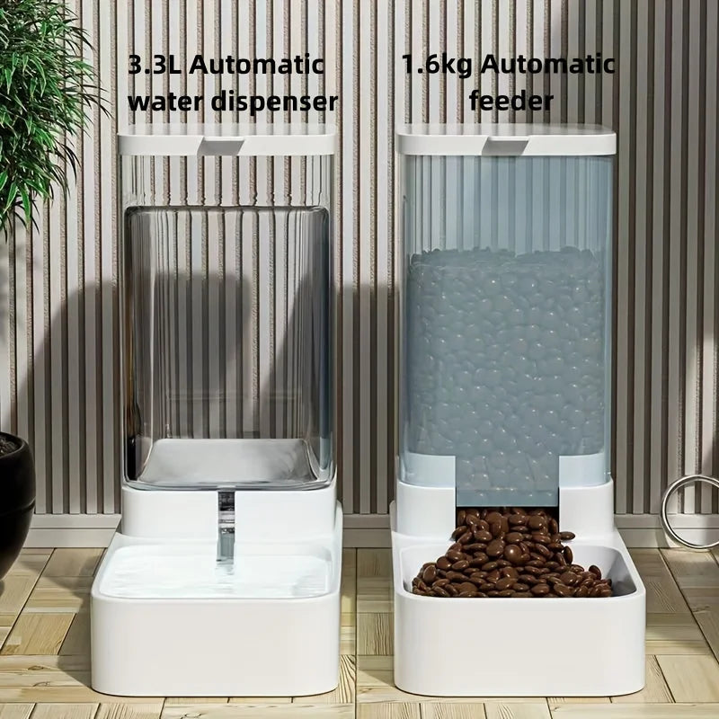 Automatic pet feeder water bowl and dog food bowl, suitable for cats and dogs, with storage bucket, automatic feeding and easy