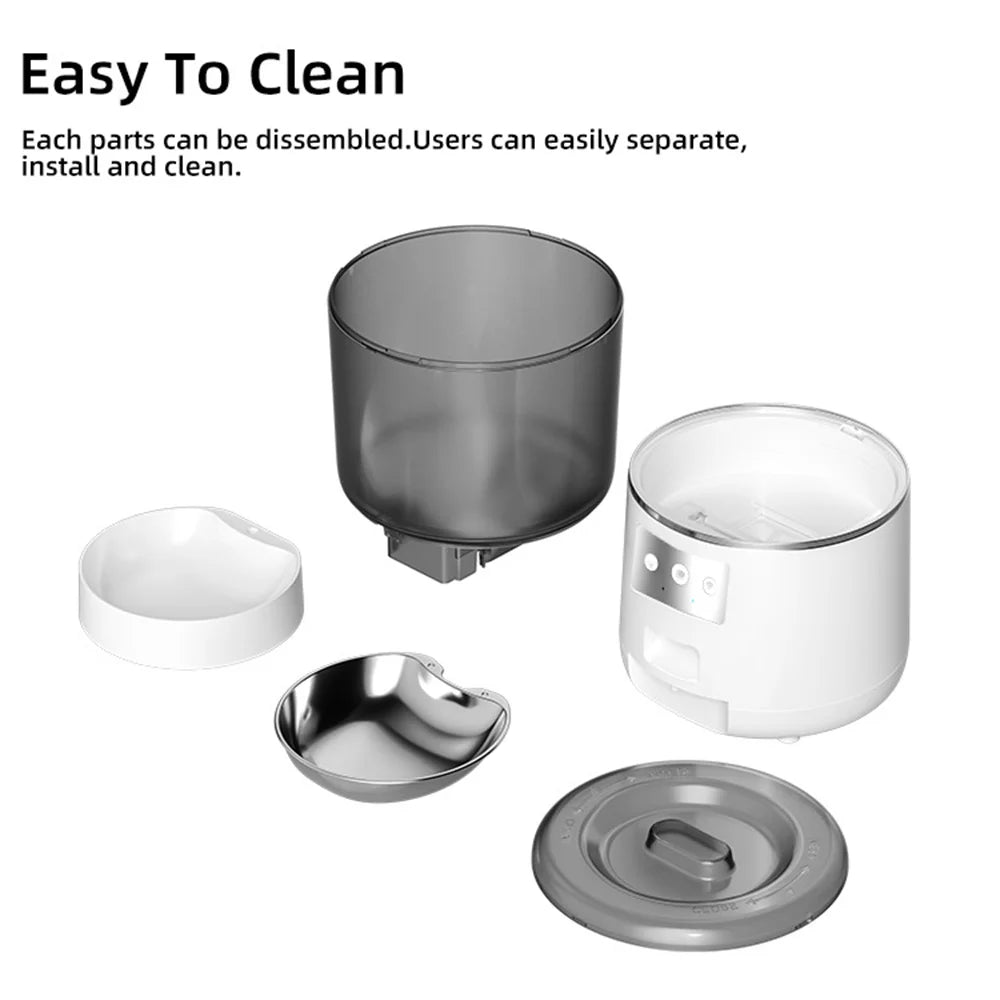 Automatic Cat Feeders, 4L Timed Cat Dry Food Dispenser, Dual Power Supply, Programmable Portion Control, Auto Pet Feeder